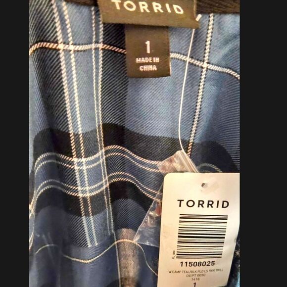 TORRID CHALLIS Button-Down LongSleeve Plaid Shirt Size 1X - Picture 12 of 14